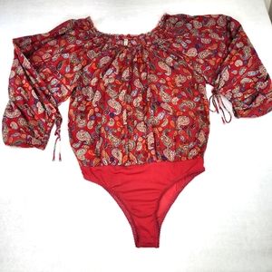 FREE PEOPLE Sundown Paisley Print Bodysuit Size M